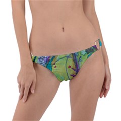 Green Peace Sign Psychedelic Trippy Ring Detail Bikini Bottoms by Modalart