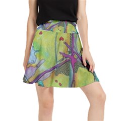 Green Peace Sign Psychedelic Trippy Waistband Skirt by Modalart