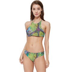 Green Peace Sign Psychedelic Trippy Banded Triangle Bikini Set by Modalart