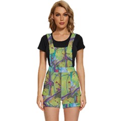 Green Peace Sign Psychedelic Trippy Short Overalls by Modalart