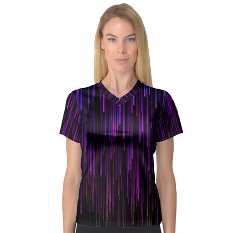 Stars Are Falling Electric Abstract V-neck Sport Mesh T-shirt by Modalart