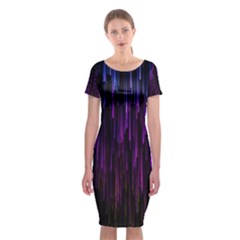 Stars Are Falling Electric Abstract Classic Short Sleeve Midi Dress by Modalart