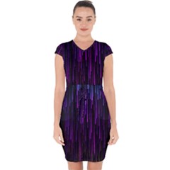 Stars Are Falling Electric Abstract Capsleeve Drawstring Dress  by Modalart