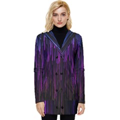 Stars Are Falling Electric Abstract Button Up Hooded Coat  by Modalart