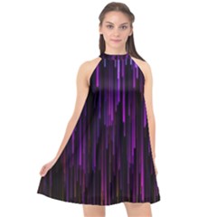 Stars Are Falling Electric Abstract Halter Neckline Chiffon Dress  by Modalart