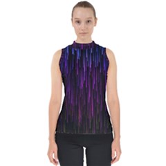 Stars Are Falling Electric Abstract Mock Neck Shell Top by Modalart