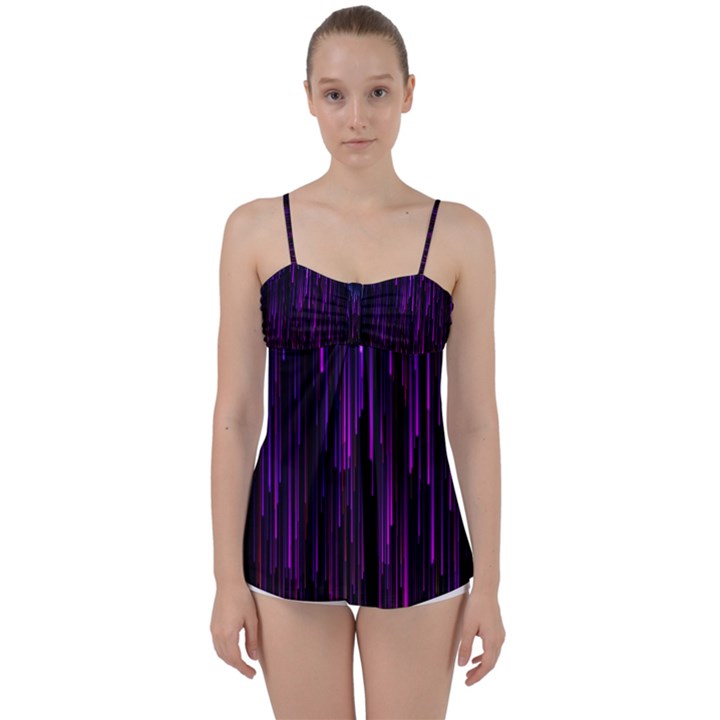 Stars Are Falling Electric Abstract Babydoll Tankini Top