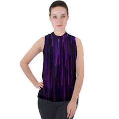 Stars Are Falling Electric Abstract Mock Neck Chiffon Sleeveless Top by Modalart