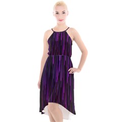 Stars Are Falling Electric Abstract High-low Halter Chiffon Dress  by Modalart