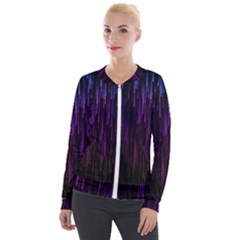 Stars Are Falling Electric Abstract Velvet Zip Up Jacket by Modalart