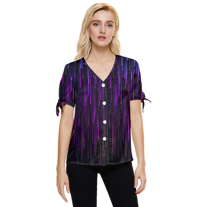 Stars Are Falling Electric Abstract Bow Sleeve Button Up Top