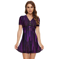 Stars Are Falling Electric Abstract V-neck High Waist Chiffon Mini Dress by Modalart