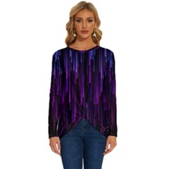 Stars Are Falling Electric Abstract Long Sleeve Crew Neck Pullover Top by Modalart