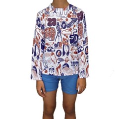 Artistic Psychedelic Doodle Kids  Long Sleeve Swimwear by Modalart