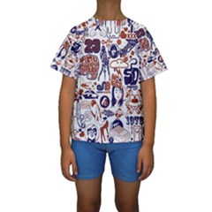 Artistic Psychedelic Doodle Kids  Short Sleeve Swimwear by Modalart