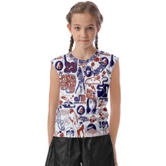 Artistic Psychedelic Doodle Kids  Raglan Cap Sleeve T-shirt by Modalart