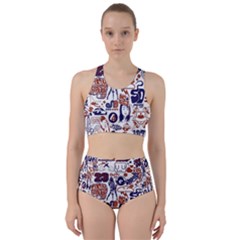 Artistic Psychedelic Doodle Racer Back Bikini Set by Modalart