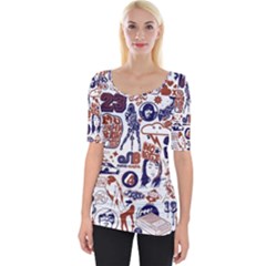 Artistic Psychedelic Doodle Wide Neckline T-shirt