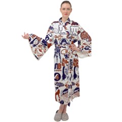 Artistic Psychedelic Doodle Maxi Velvet Kimono by Modalart