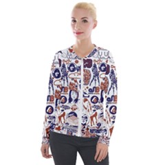 Artistic Psychedelic Doodle Velvet Zip Up Jacket by Modalart