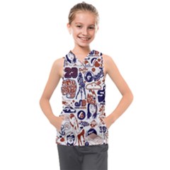 Artistic Psychedelic Doodle Kids  Sleeveless Hoodie by Modalart