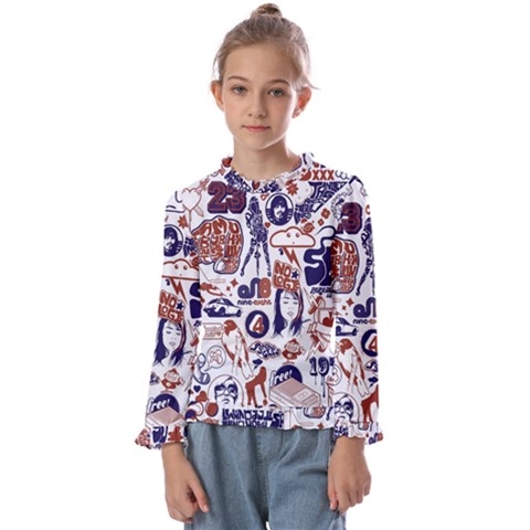 Artistic Psychedelic Doodle Kids  Frill Detail T-shirt by Modalart