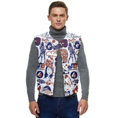 Artistic Psychedelic Doodle Men s Button Up Puffer Vest	 by Modalart