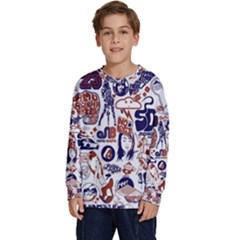 Artistic Psychedelic Doodle Kids  Crewneck Sweatshirt by Modalart