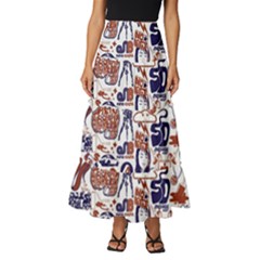 Artistic Psychedelic Doodle Tiered Ruffle Maxi Skirt by Modalart