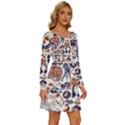 Artistic Psychedelic Doodle Long Sleeve Wide Neck Velvet Dress View3