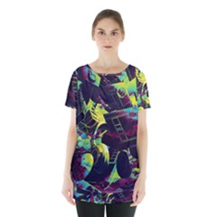 Artistic Psychedelic Abstract Skirt Hem Sports Top by Modalart