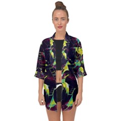 Artistic Psychedelic Abstract Open Front Chiffon Kimono by Modalart