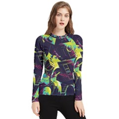 Artistic Psychedelic Abstract Women s Long Sleeve Rash Guard by Modalart