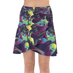 Artistic Psychedelic Abstract Wrap Front Skirt by Modalart