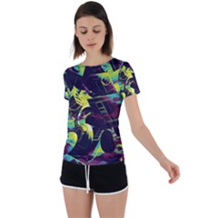 Artistic Psychedelic Abstract Back Circle Cutout Sports T-shirt by Modalart