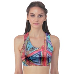 Hippie Peace Sign Psychedelic Trippy Fitness Sports Bra by Modalart