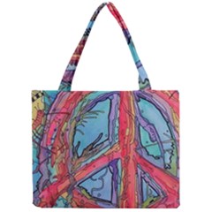 Hippie Peace Sign Psychedelic Trippy Mini Tote Bag by Modalart