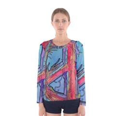 Hippie Peace Sign Psychedelic Trippy Women s Long Sleeve T-shirt