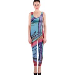 Hippie Peace Sign Psychedelic Trippy One Piece Catsuit by Modalart