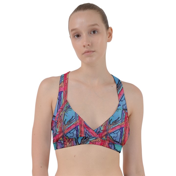 Hippie Peace Sign Psychedelic Trippy Sweetheart Sports Bra