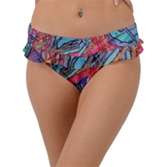 Hippie Peace Sign Psychedelic Trippy Frill Bikini Bottoms by Modalart