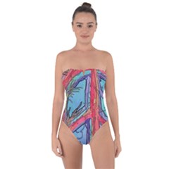 Hippie Peace Sign Psychedelic Trippy Tie Back One Piece Swimsuit by Modalart