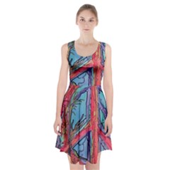 Hippie Peace Sign Psychedelic Trippy Racerback Midi Dress by Modalart