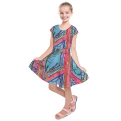 Hippie Peace Sign Psychedelic Trippy Kids  Short Sleeve Dress by Modalart