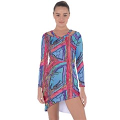 Hippie Peace Sign Psychedelic Trippy Asymmetric Cut-out Shift Dress by Modalart