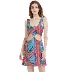 Hippie Peace Sign Psychedelic Trippy Velour Cutout Dress by Modalart