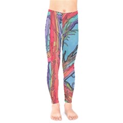 Hippie Peace Sign Psychedelic Trippy Kids  Leggings by Modalart