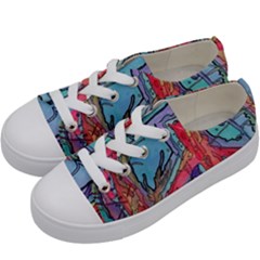 Hippie Peace Sign Psychedelic Trippy Kids  Low Top Canvas Sneakers by Modalart