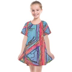 Hippie Peace Sign Psychedelic Trippy Kids  Smock Dress by Modalart