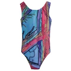 Hippie Peace Sign Psychedelic Trippy Kids  Cut-out Back One Piece Swimsuit by Modalart